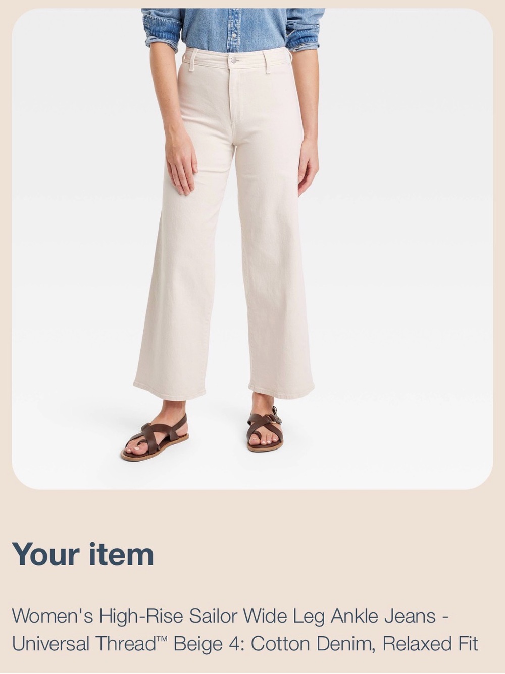 Universal Thread High-Rise Sailor Wide Leg Ankle Jeans - off white
